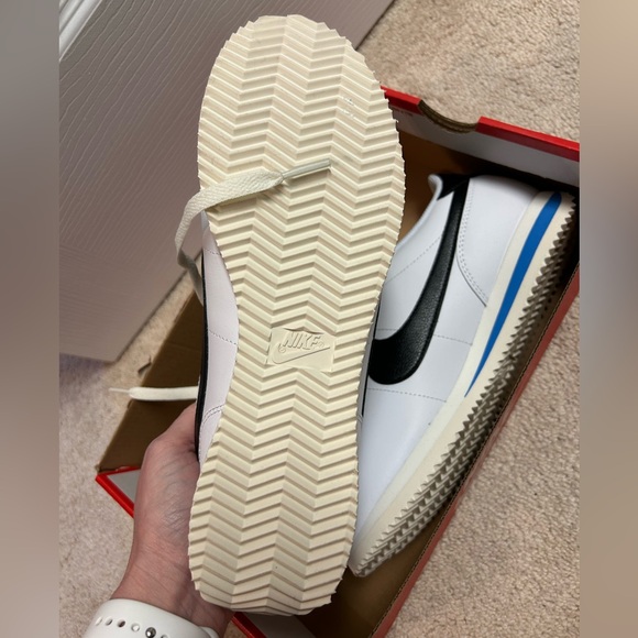 New Nike Cortez White and Black with Blue Accent - Picture 2 of 3